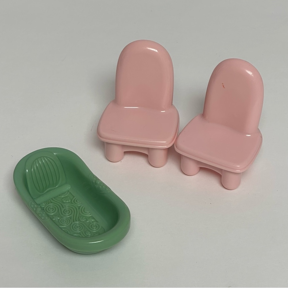 Fisher Price Loving Family Pink Chairs Green Tub My First Dollhouse Furniture